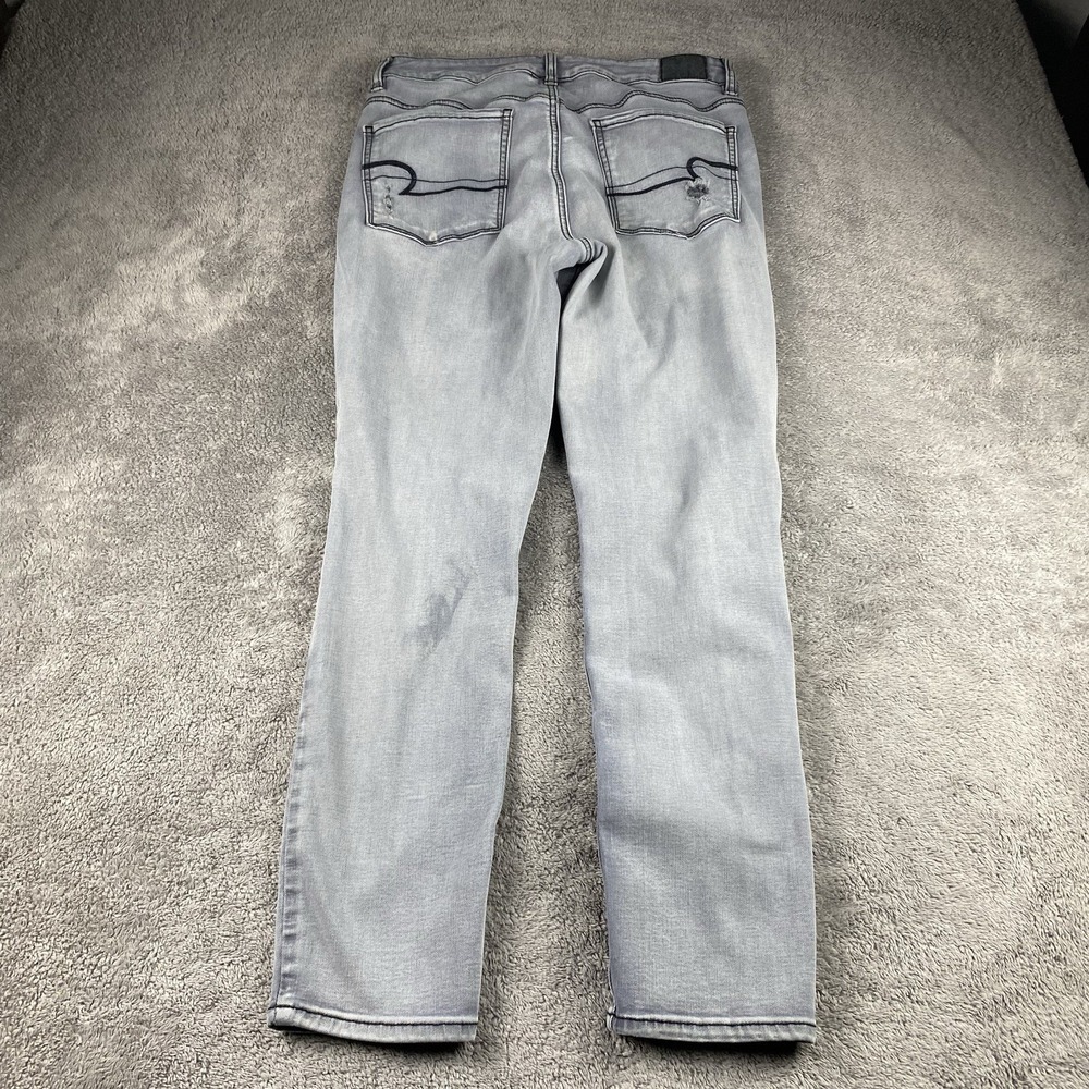 American Eagle Super Stretch Hi-Rise Jegging Pants Womens 12 R‎ Gray Distressed - Picture 9 of 15